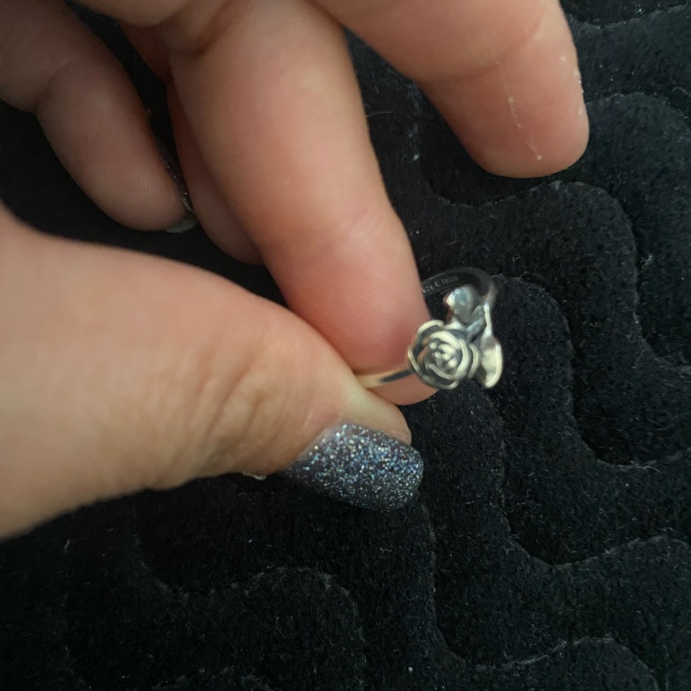 James Avery Silver Floral Ring with Crystal Accent
